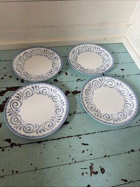 Corelle Oceanview discontinued 1993 to 2001) 4 Dinner plates, 1 chipped